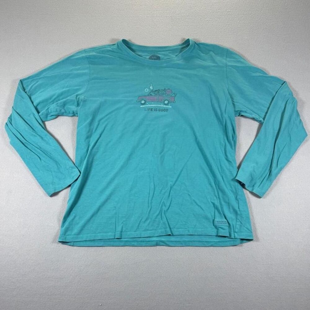 Life-is-good Women's Blue and Green T-shirt